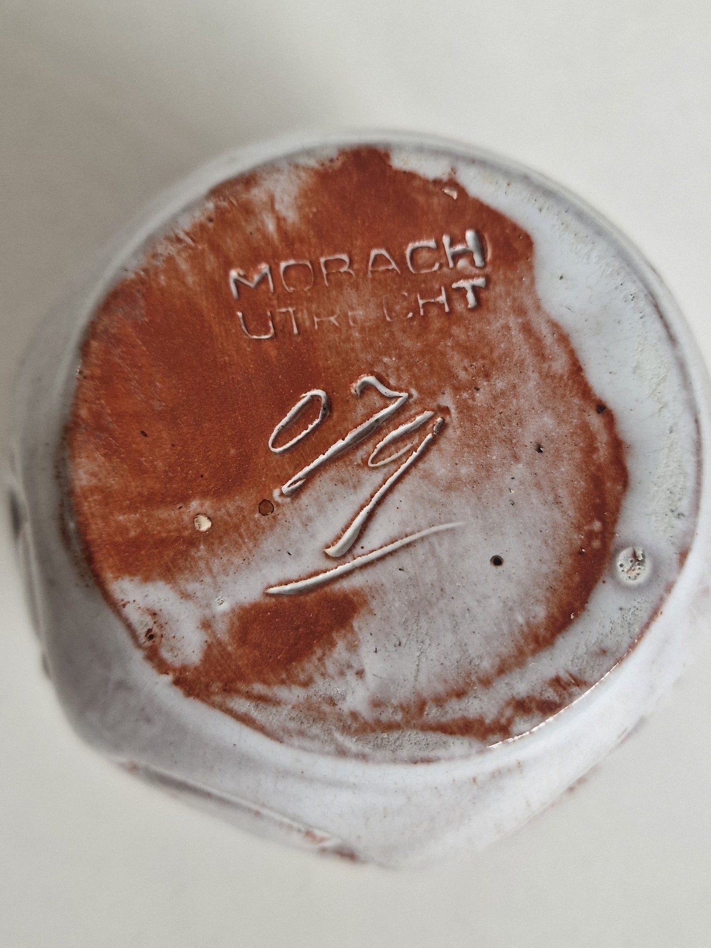 Pottery utrecht, 50's, mobach Utrecht keramiek kunst midcentury ginger jar druipglazuur glaze wit