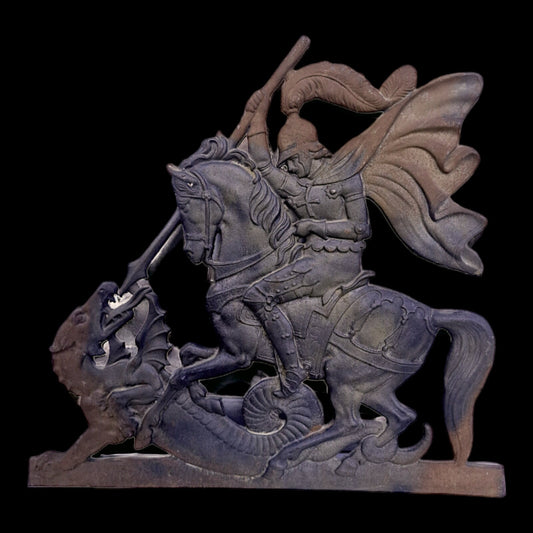 Vintage Iron 3D Saint George and The Dragon Plaque (38 x 41 cm)