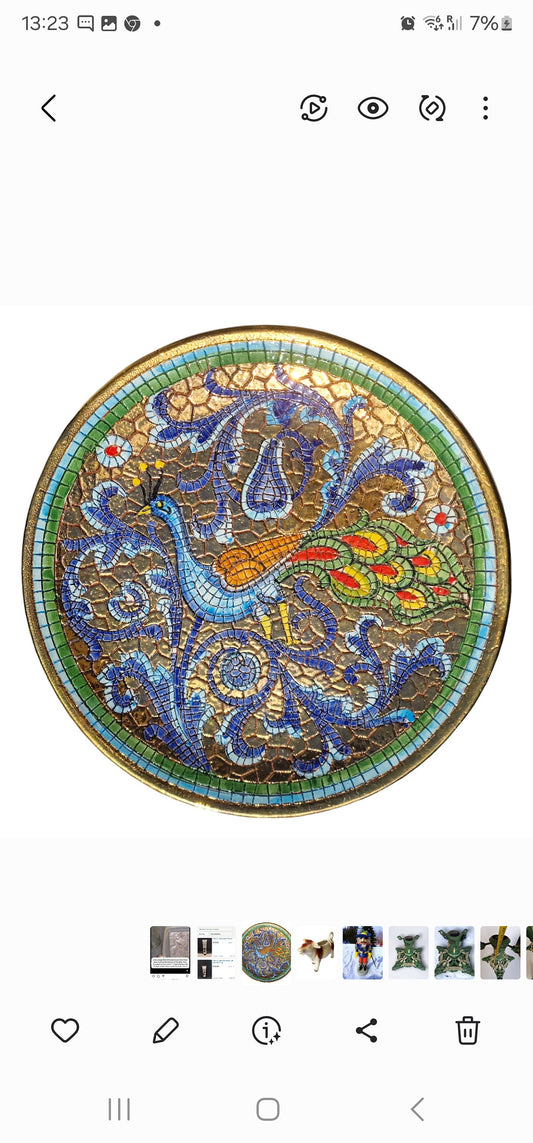 Mario Sambuco Deruta Plate, Vintage Italian Byzantine Mosaic Wall Decor (24.5cm)