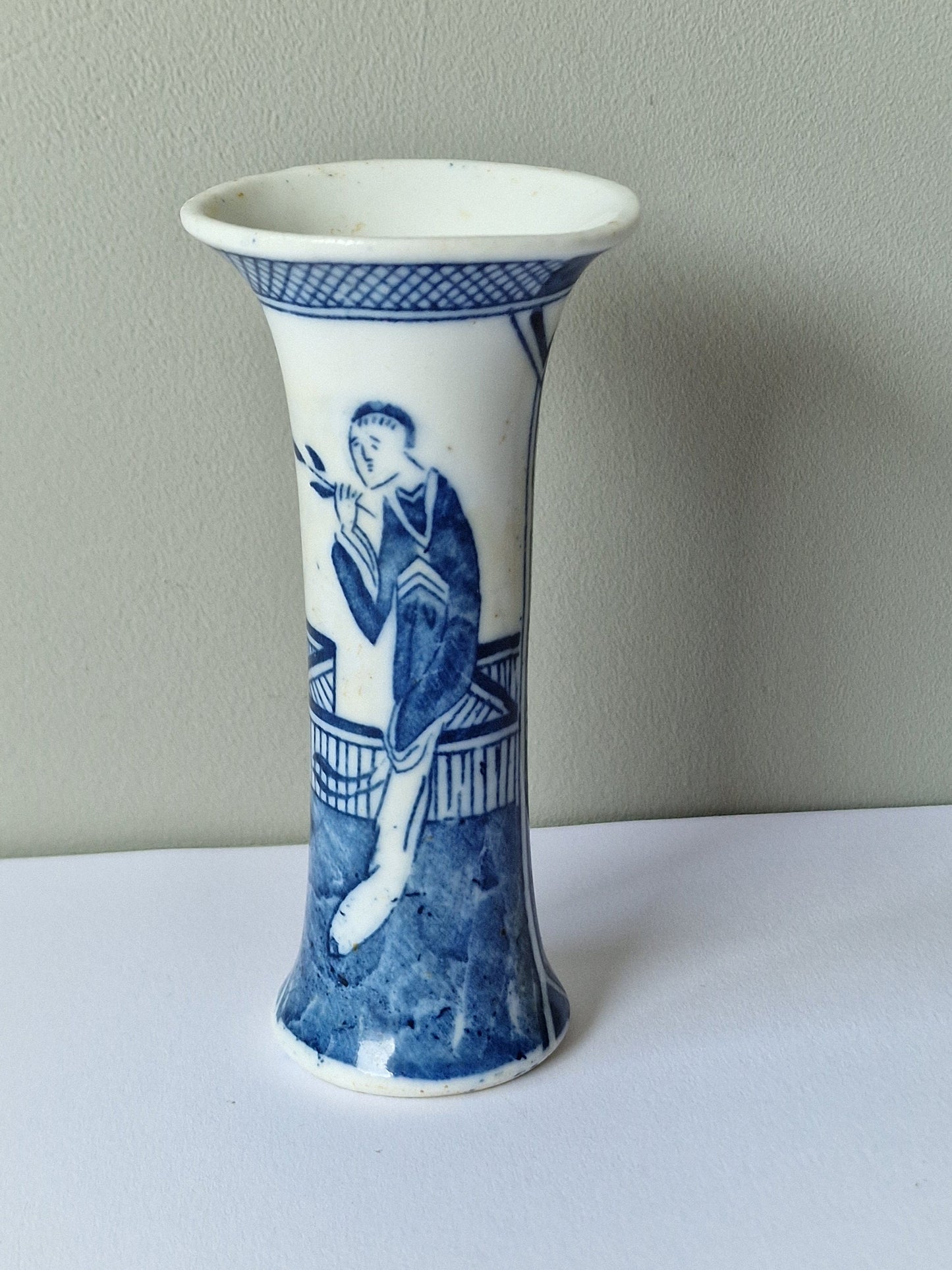 Antique Qing Dynasty Miniature Porcelain Vase, Blue Underglaze