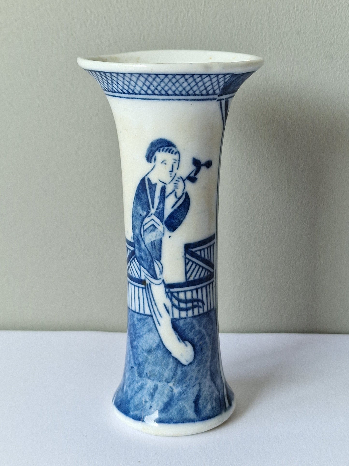 Antique Qing Dynasty Miniature Porcelain Vase, Blue Underglaze