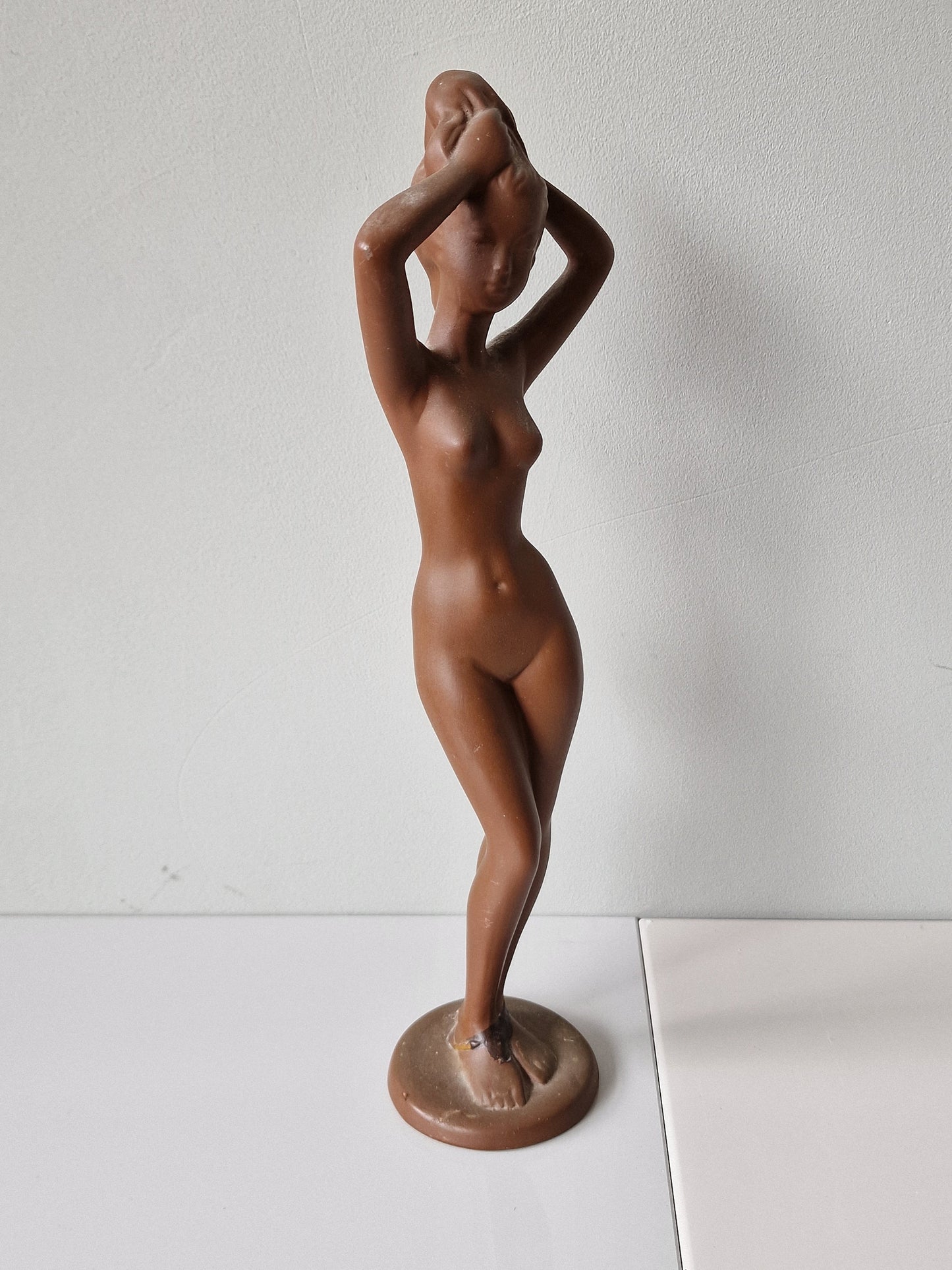 Vintage design sculpture - tretchikoff style - Brown nude typical 60s lady figure, exotic lady