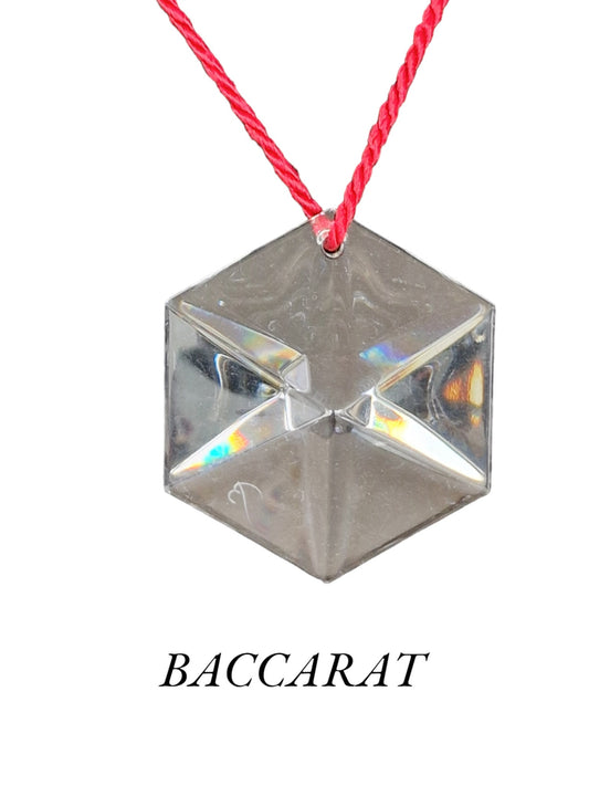 Vintage Baccarat Crystal Pendant Necklace, Signed Designer Ornament