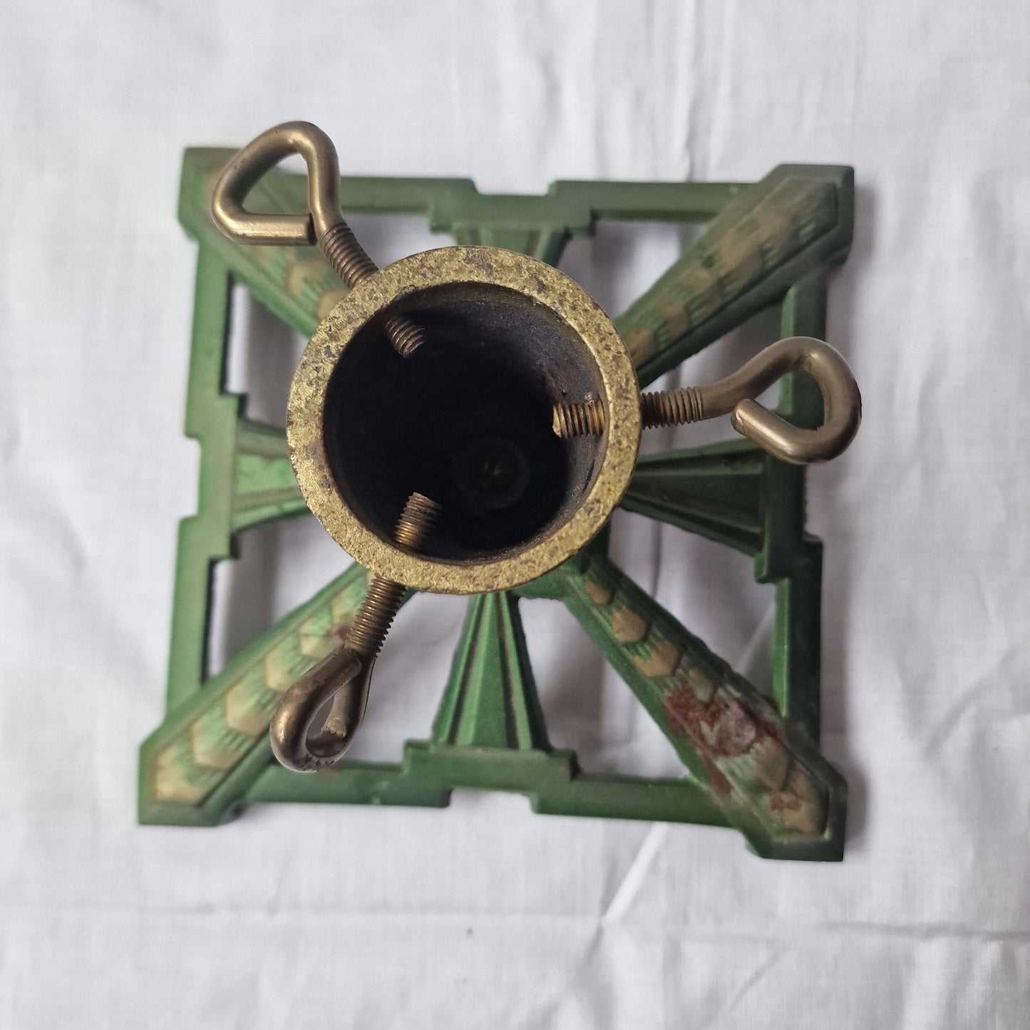 Antique Art Deco Christmas Tree Stand, Iron Angel Design