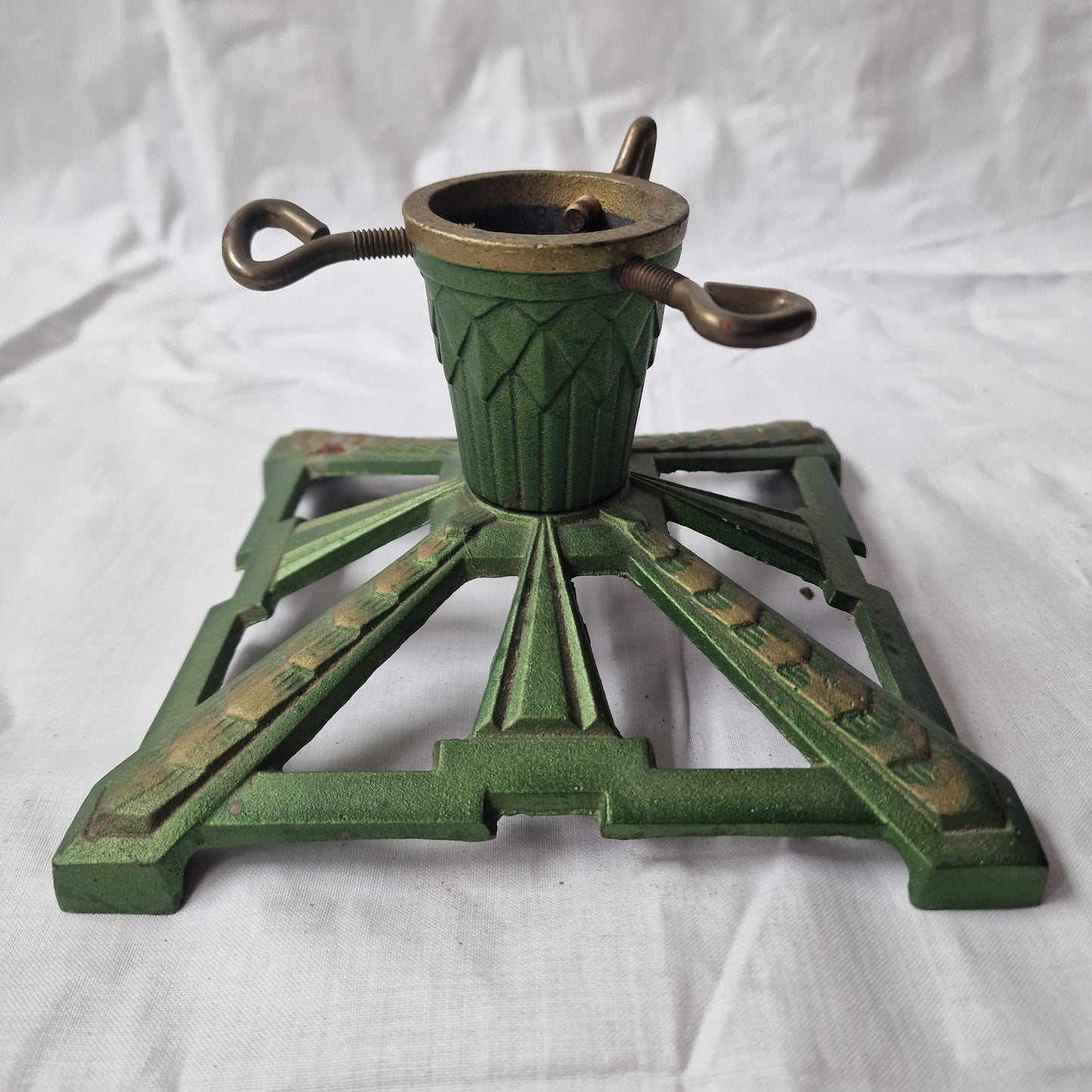 Antique Art Deco Christmas Tree Stand, Iron Angel Design
