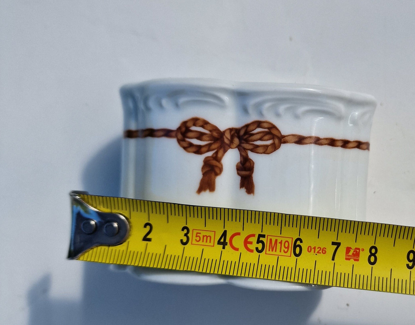 Antique KPM Bavaria Porcelain Toothbrush Holder, Handpainted Bow Detail