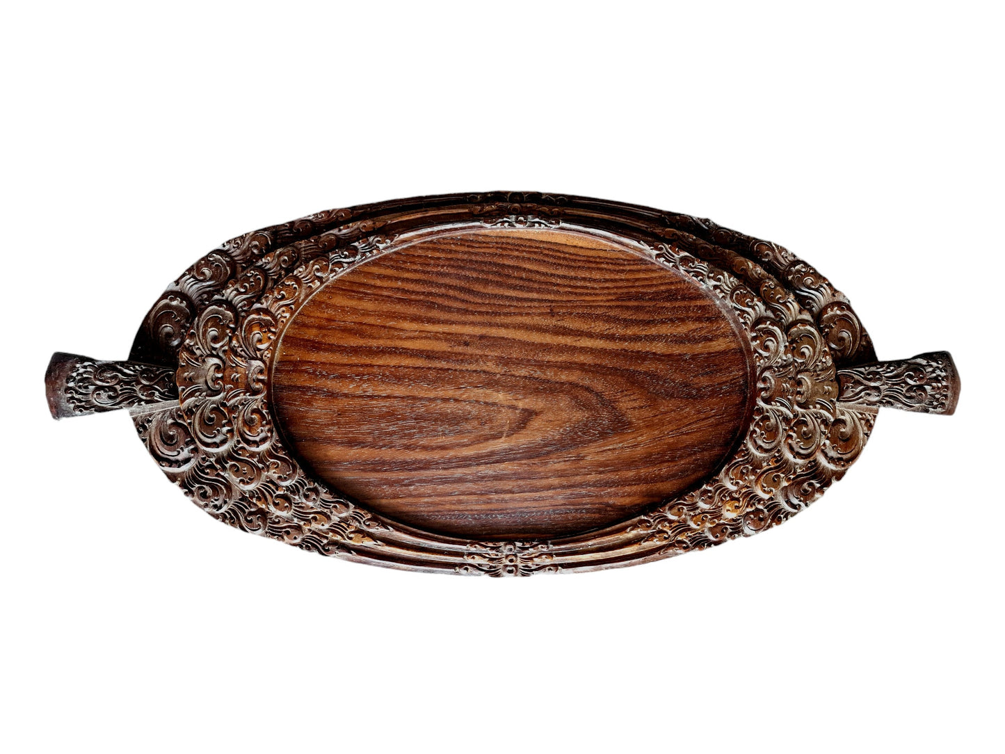 Handmade Art Nouveau Wood Tray Set, Dutch Antique, 1920s