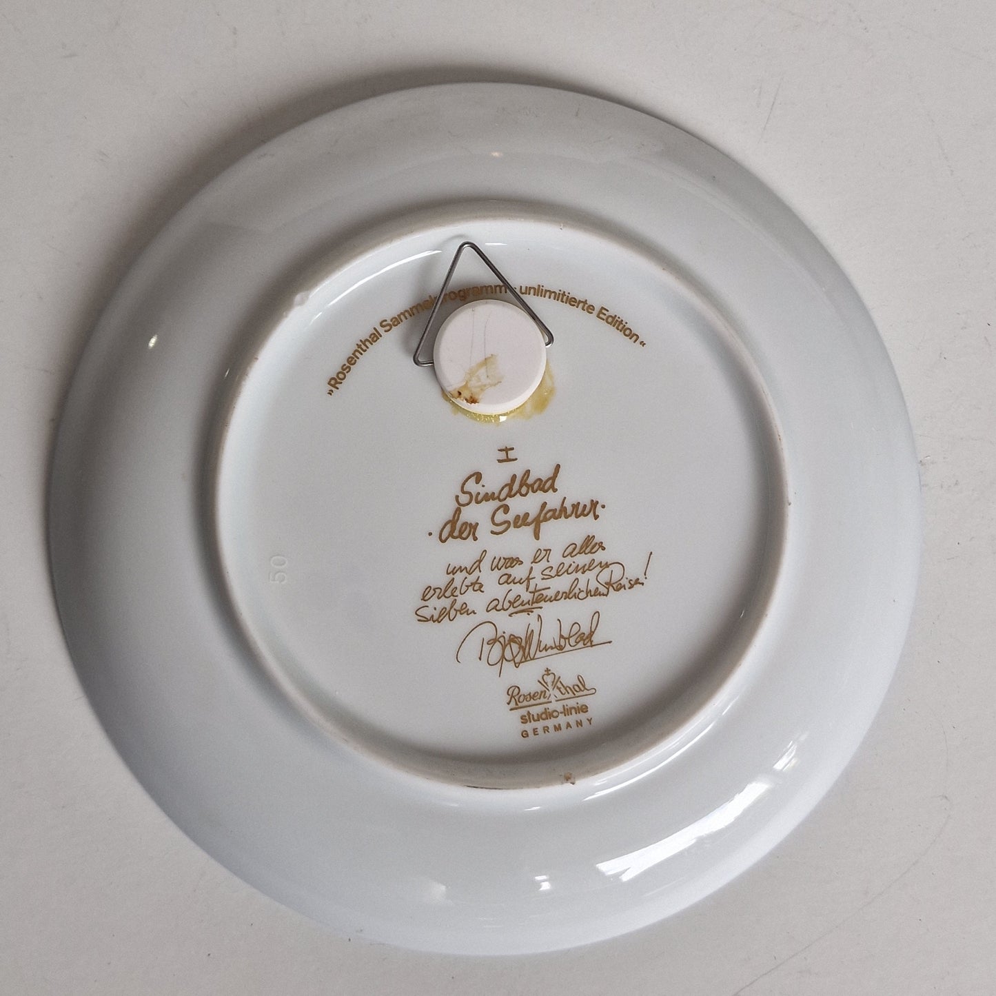Bjørn Wiinblad Wallplates Rosenthal Gold Plated Porcelain Plate - Sindbad the Sailor