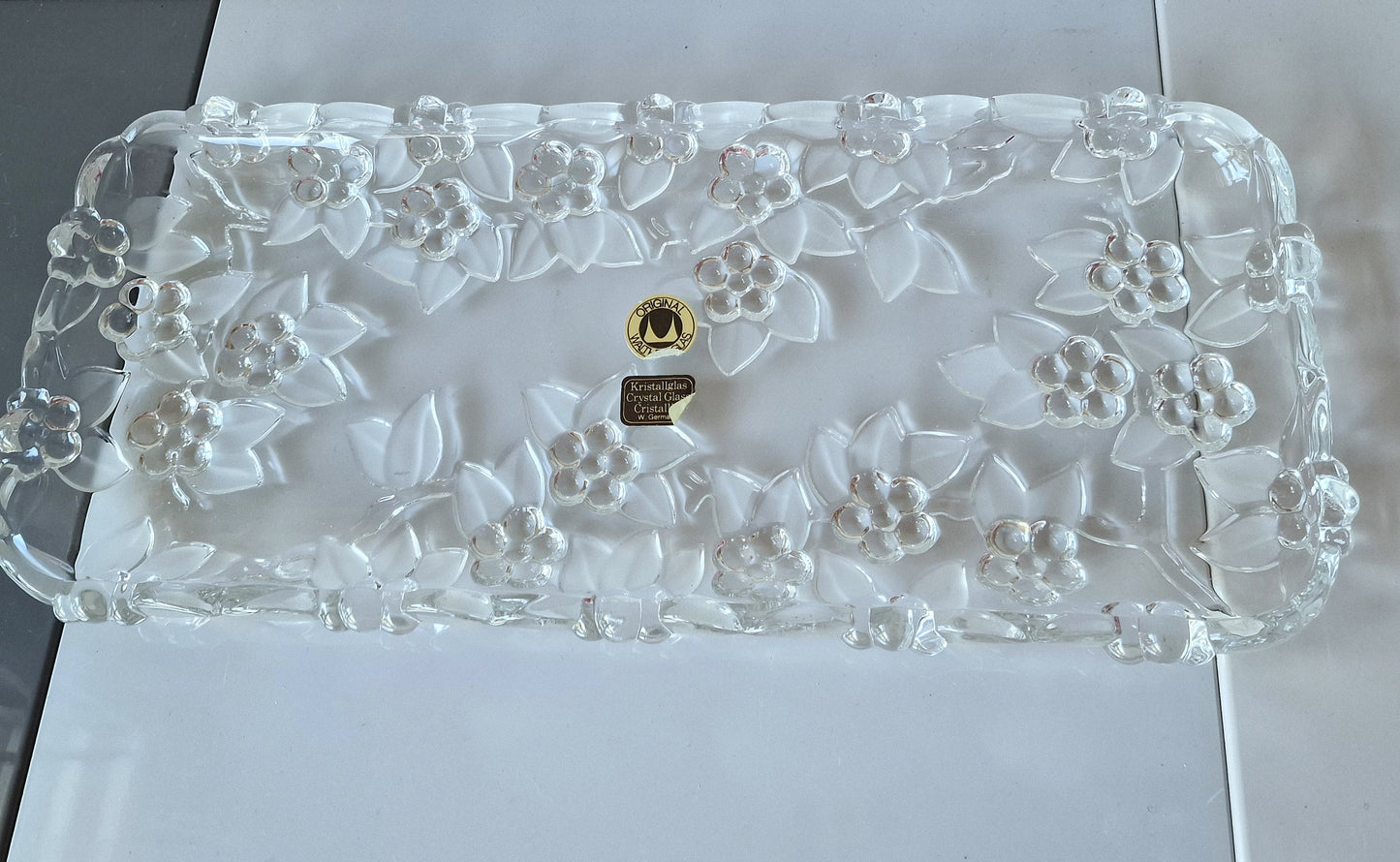 Vintage Crystal Glass Dish, Ivy Leaf, Perfume Display