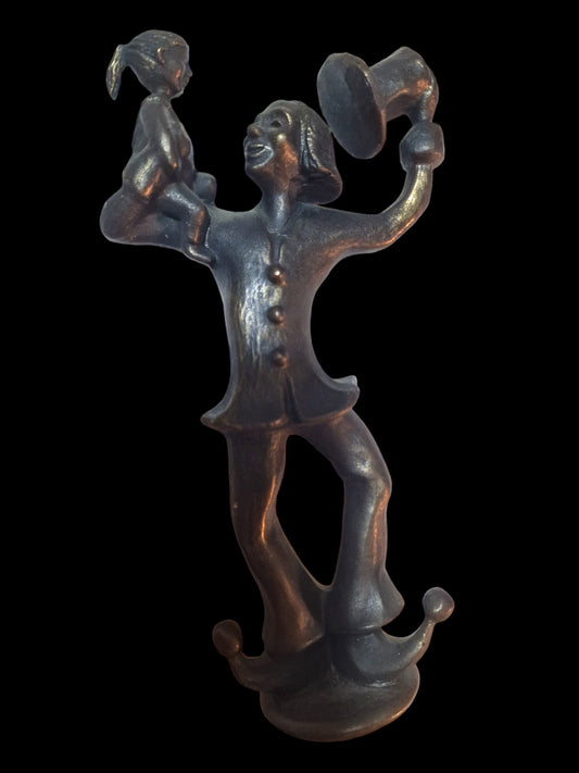 Dutch Design Bronze Clown Figurine with Girl