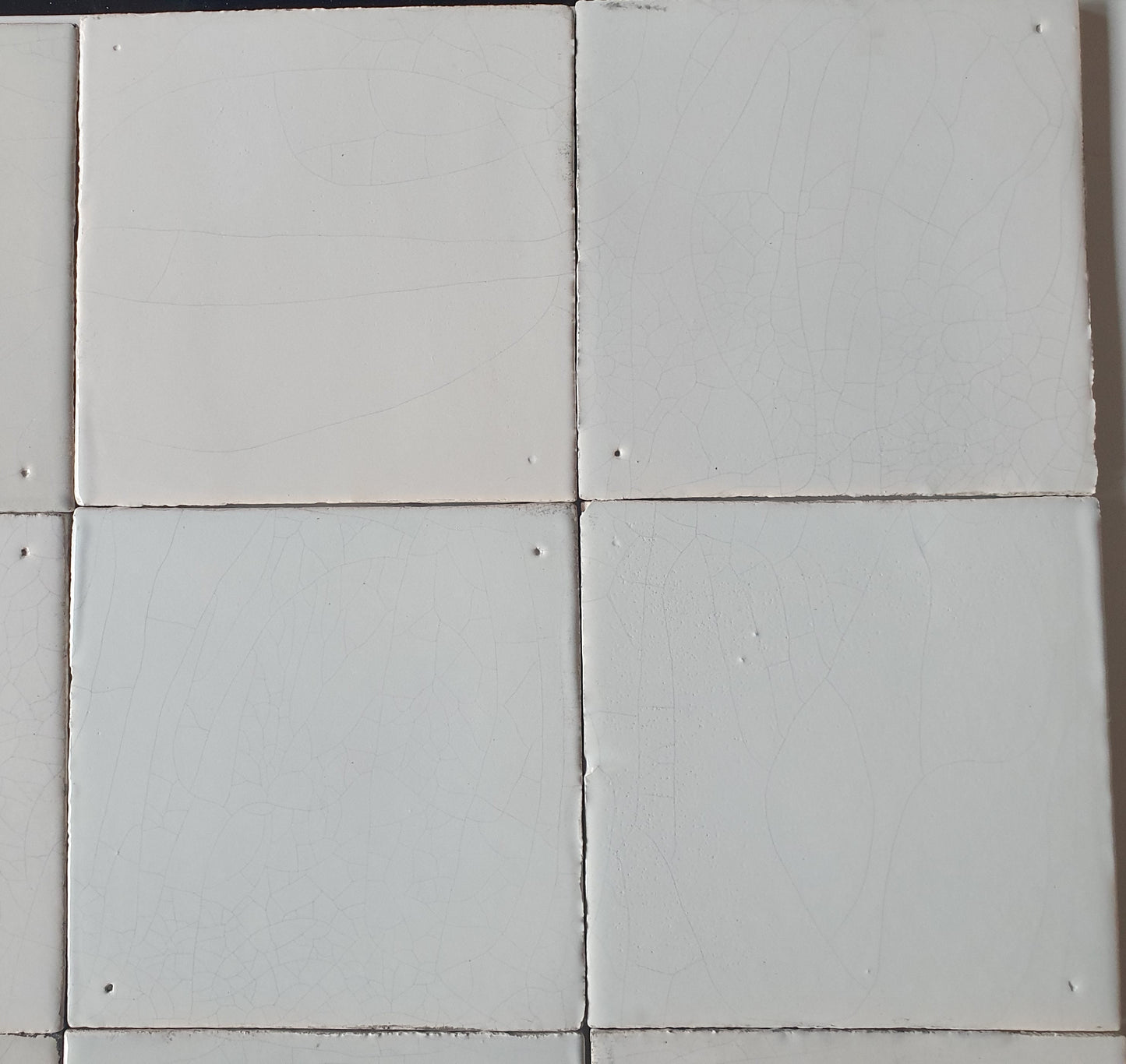 16 Handmade Delft Tiles, Super Dutch Witjes, 13x13 cm blank white artisanal
