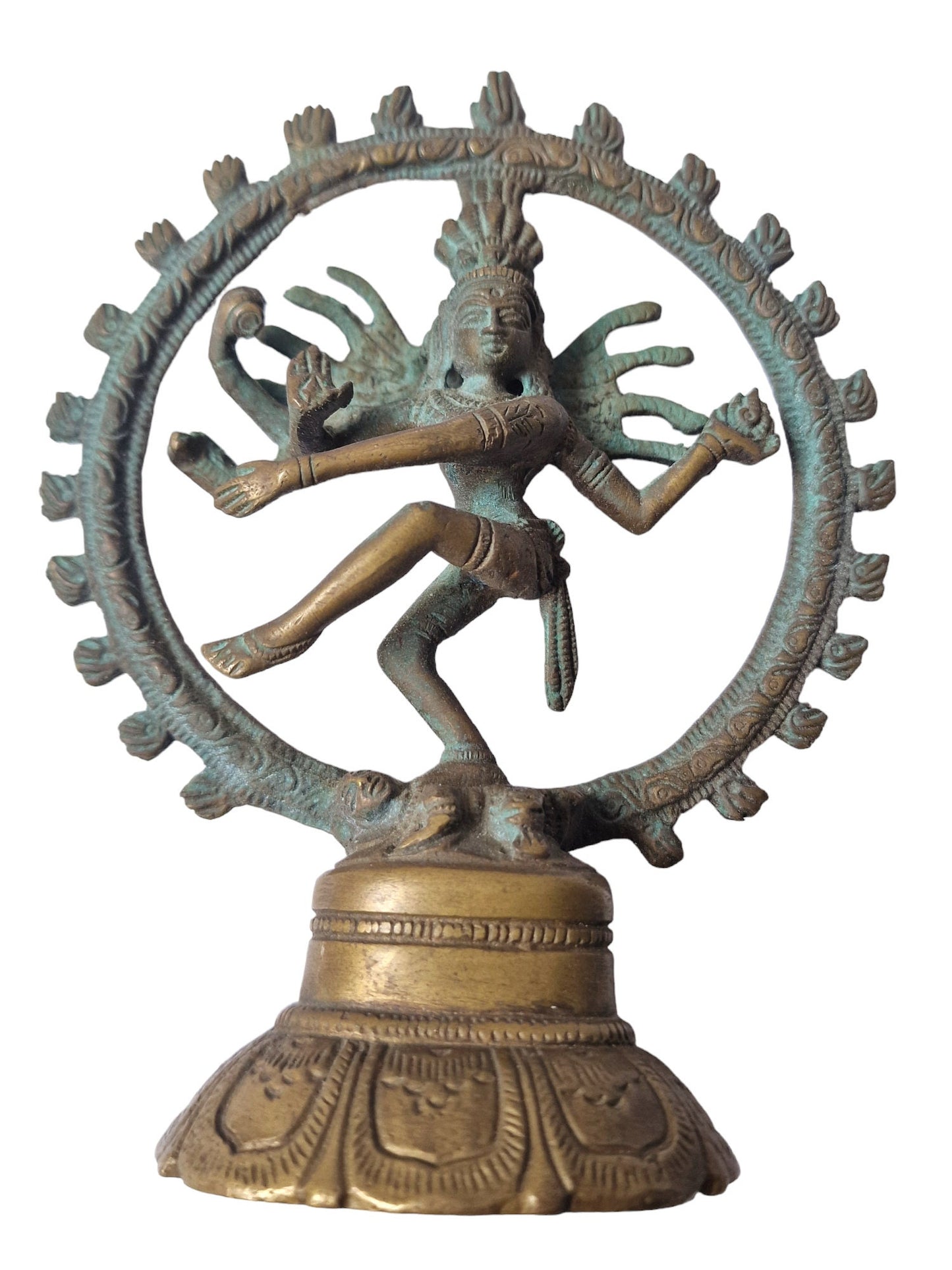 Oude dansende Shiva massief bronzen gedetailleerd Hindoestaans beeld beeldje - Lord of Dance Nataraj nataraja