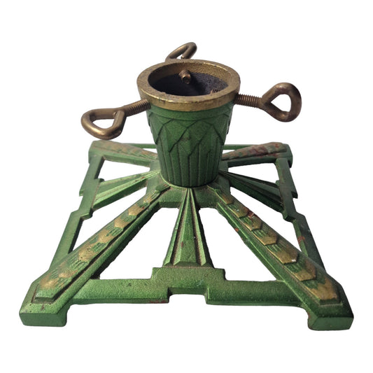Antique Art Deco Christmas Tree Stand, Iron Angel Design