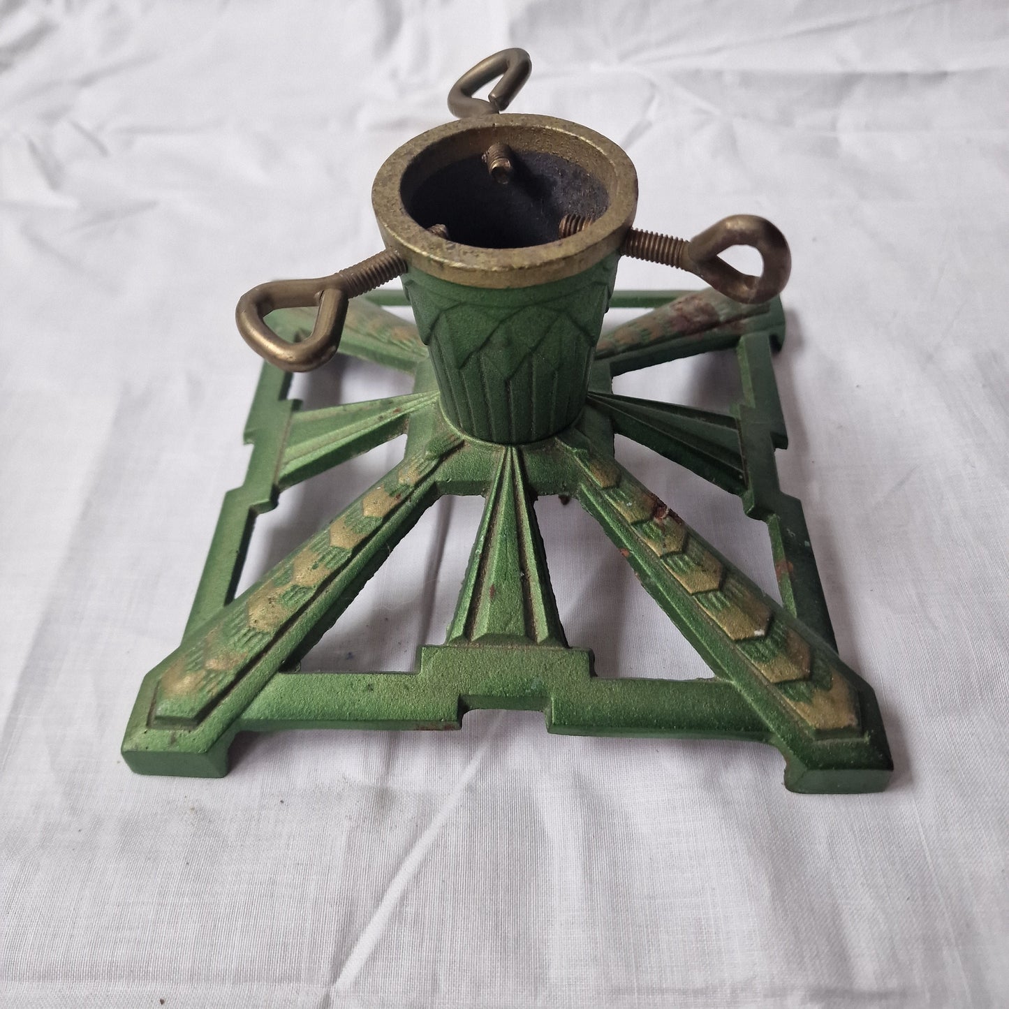 Antique Art Deco Christmas Tree Stand, Iron Angel Design