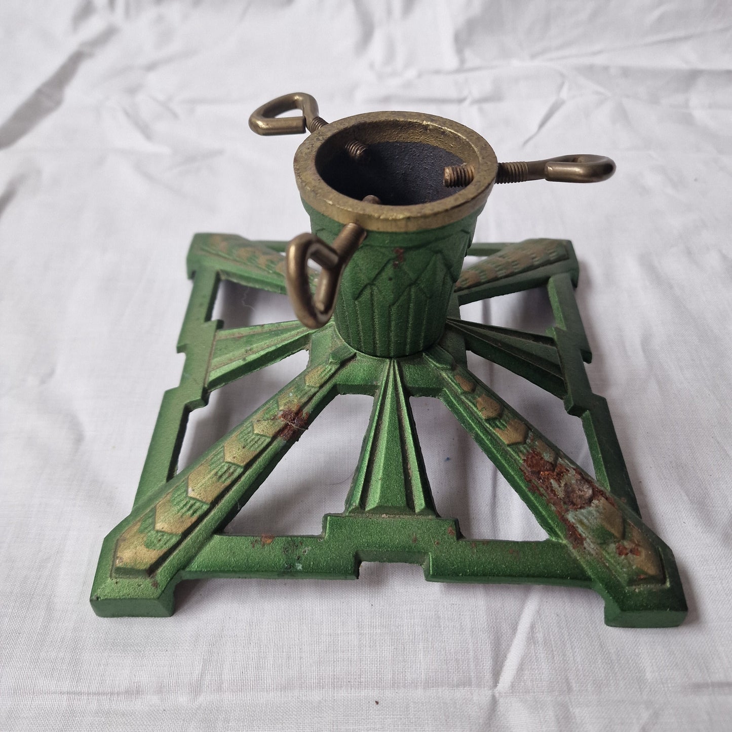 Antique Art Deco Christmas Tree Stand, Iron Angel Design