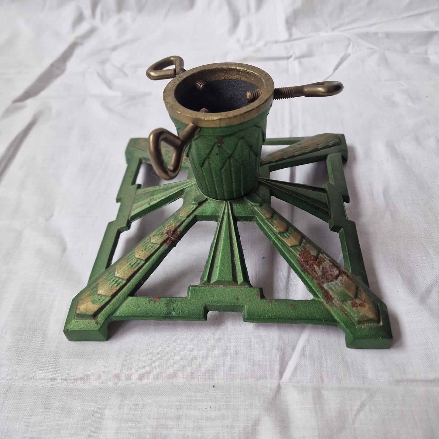 Antique Art Deco Christmas Tree Stand, Iron Angel Design