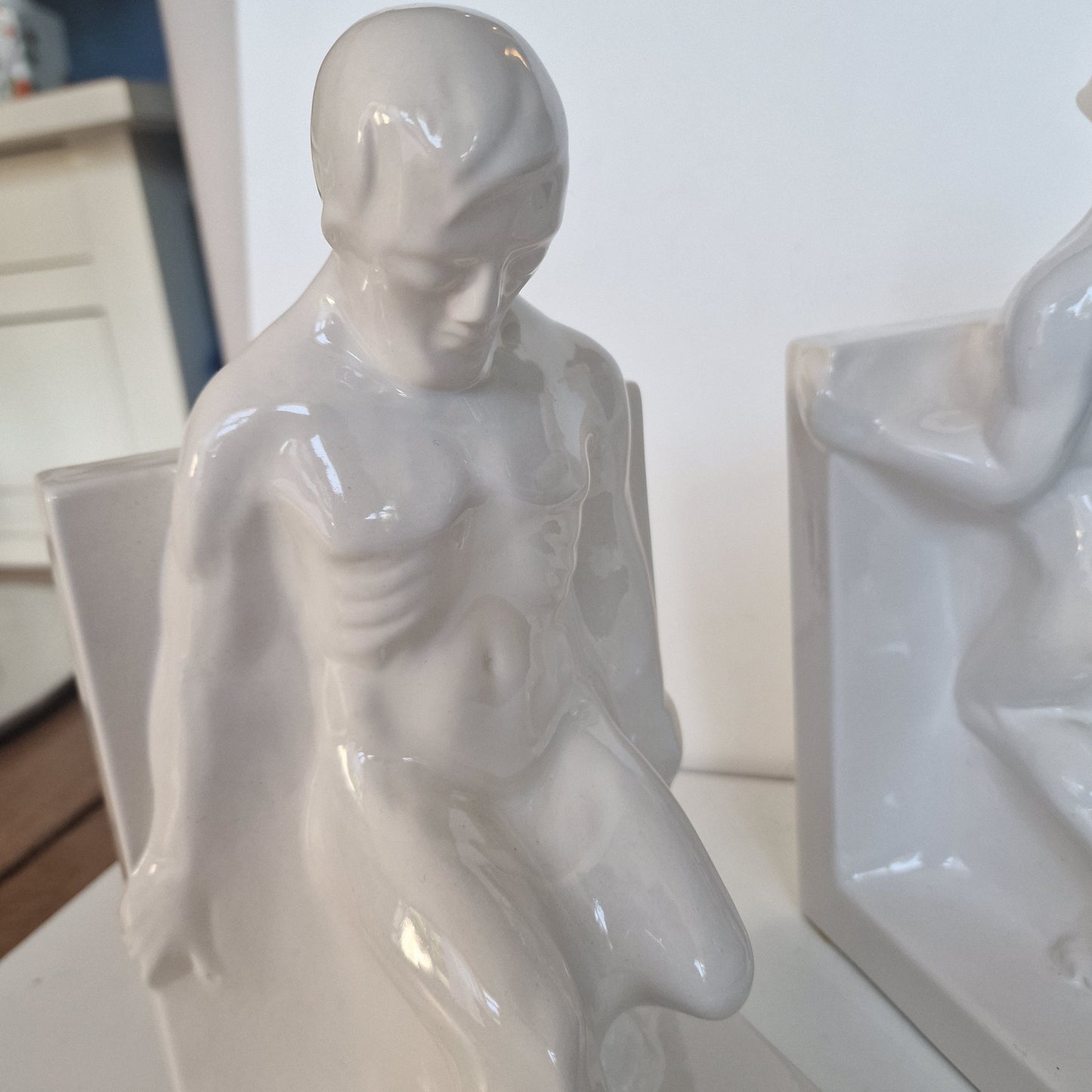 Art Deco Ceramic Bookends, Muscular Men, Godefridus Boonekamp, 1930s
