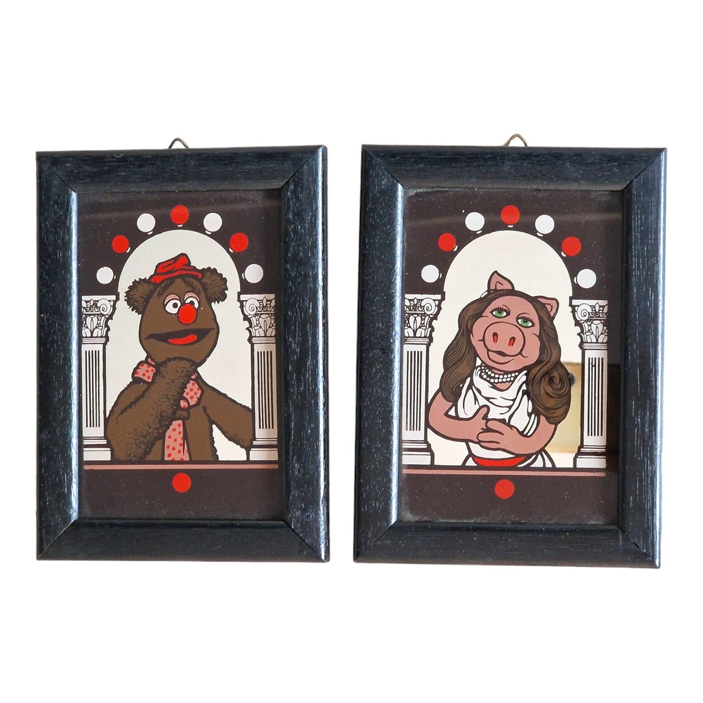 Vintage Muppet Show Mirrors, Miss Piggy and Fozzie Bear, 1980s