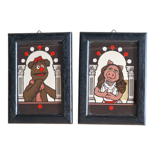 Vintage Muppet Show Mirrors, Miss Piggy and Fozzie Bear, 1980s