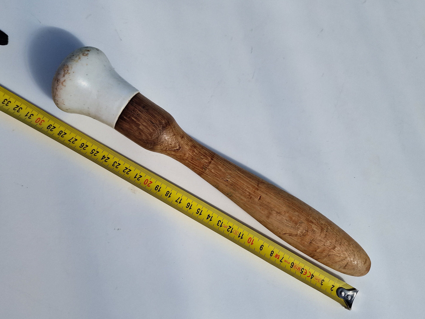 antique xl apotheker pestle, 19th century, rare, antiek, wood and ceramic, uk england