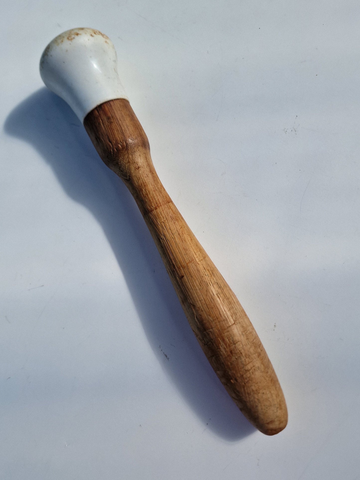 antique xl apotheker pestle, 19th century, rare, antiek, wood and ceramic, uk england
