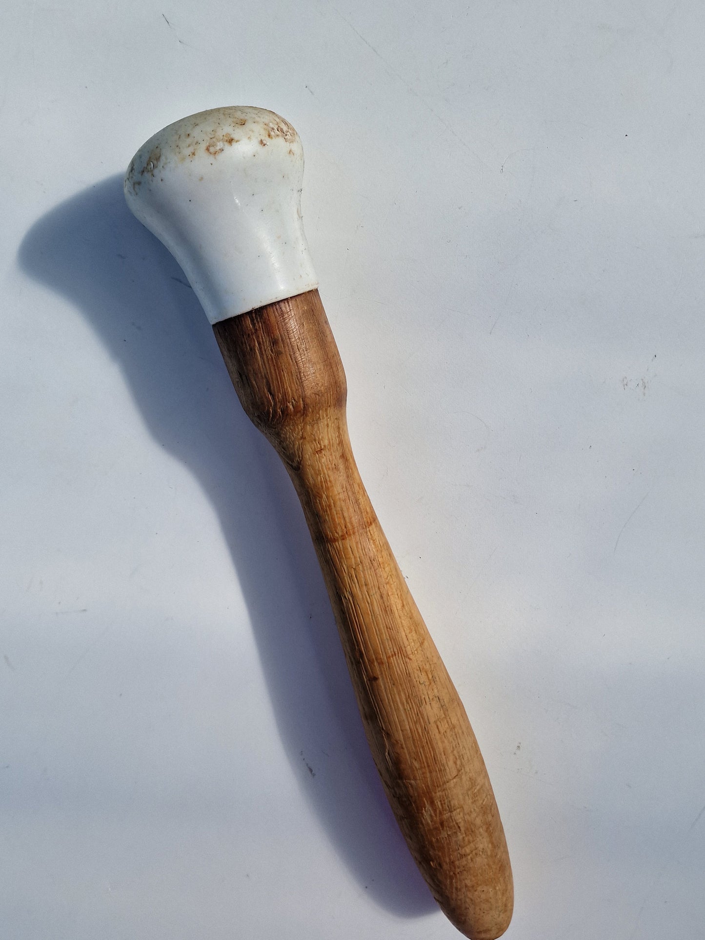 antique xl apotheker pestle, 19th century, rare, antiek, wood and ceramic, uk england