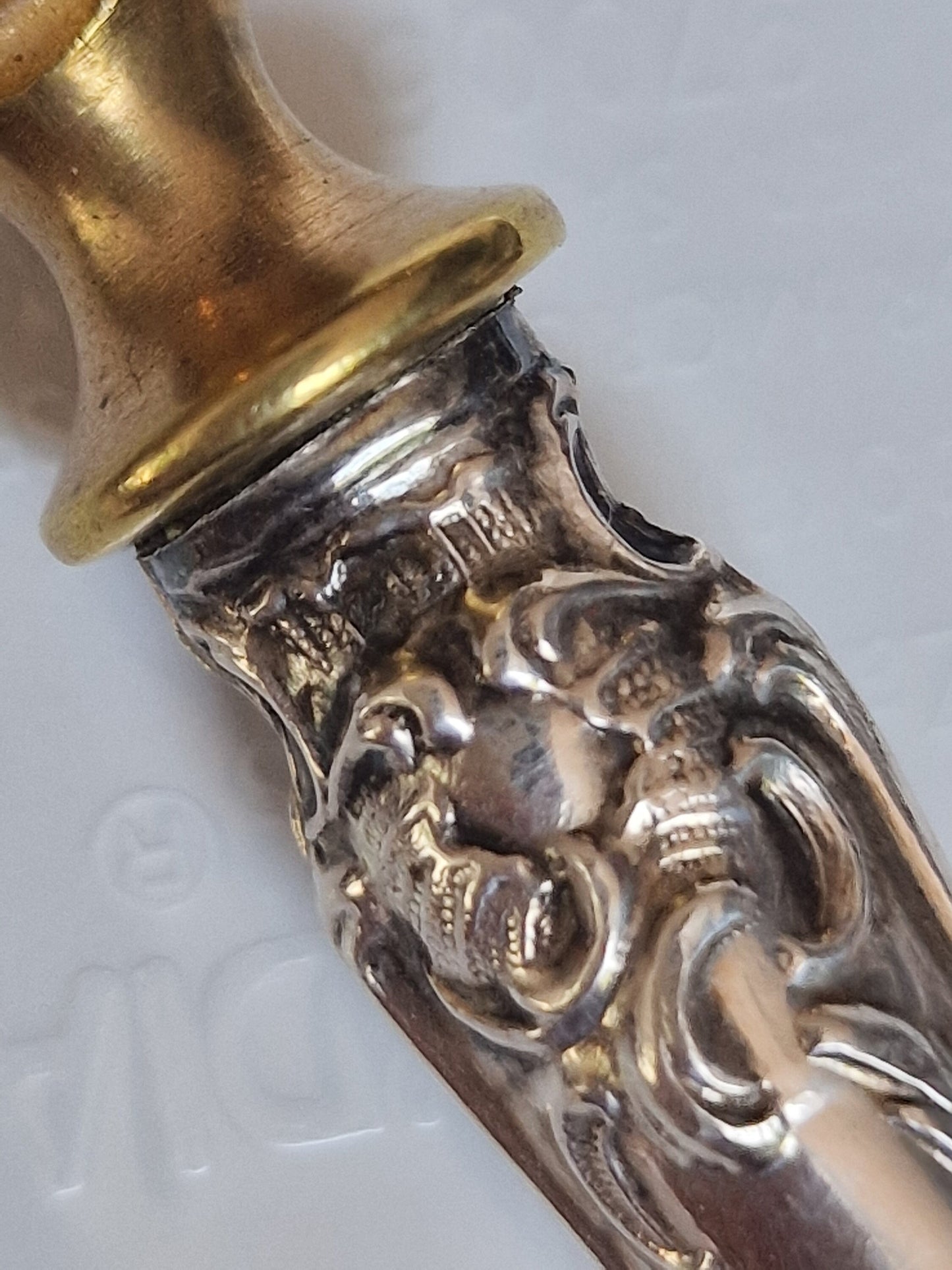 Victorian Gold Gilt Tart Spoon with Sterling Silver Handle, Antique 19th Century