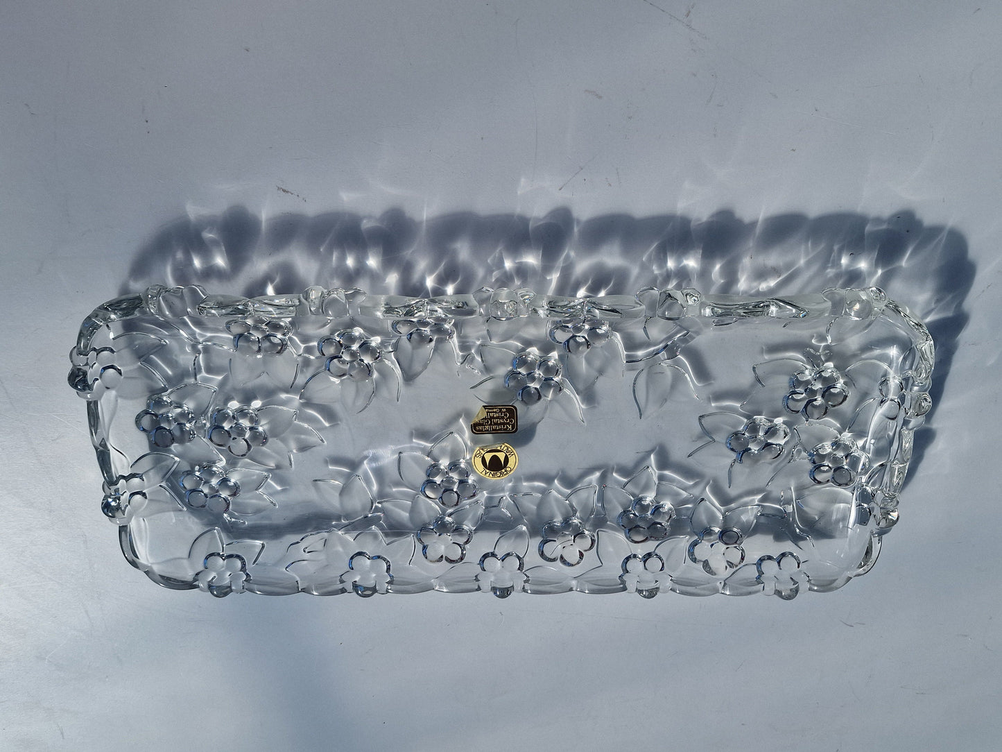 Vintage Crystal Glass Dish, Ivy Leaf, Perfume Display