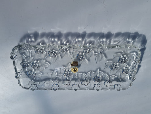 Vintage Crystal Glass Dish, Ivy Leaf, Perfume Display