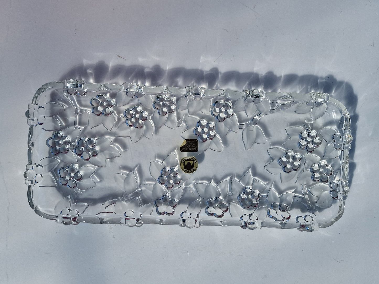 Vintage Crystal Glass Dish, Ivy Leaf, Perfume Display