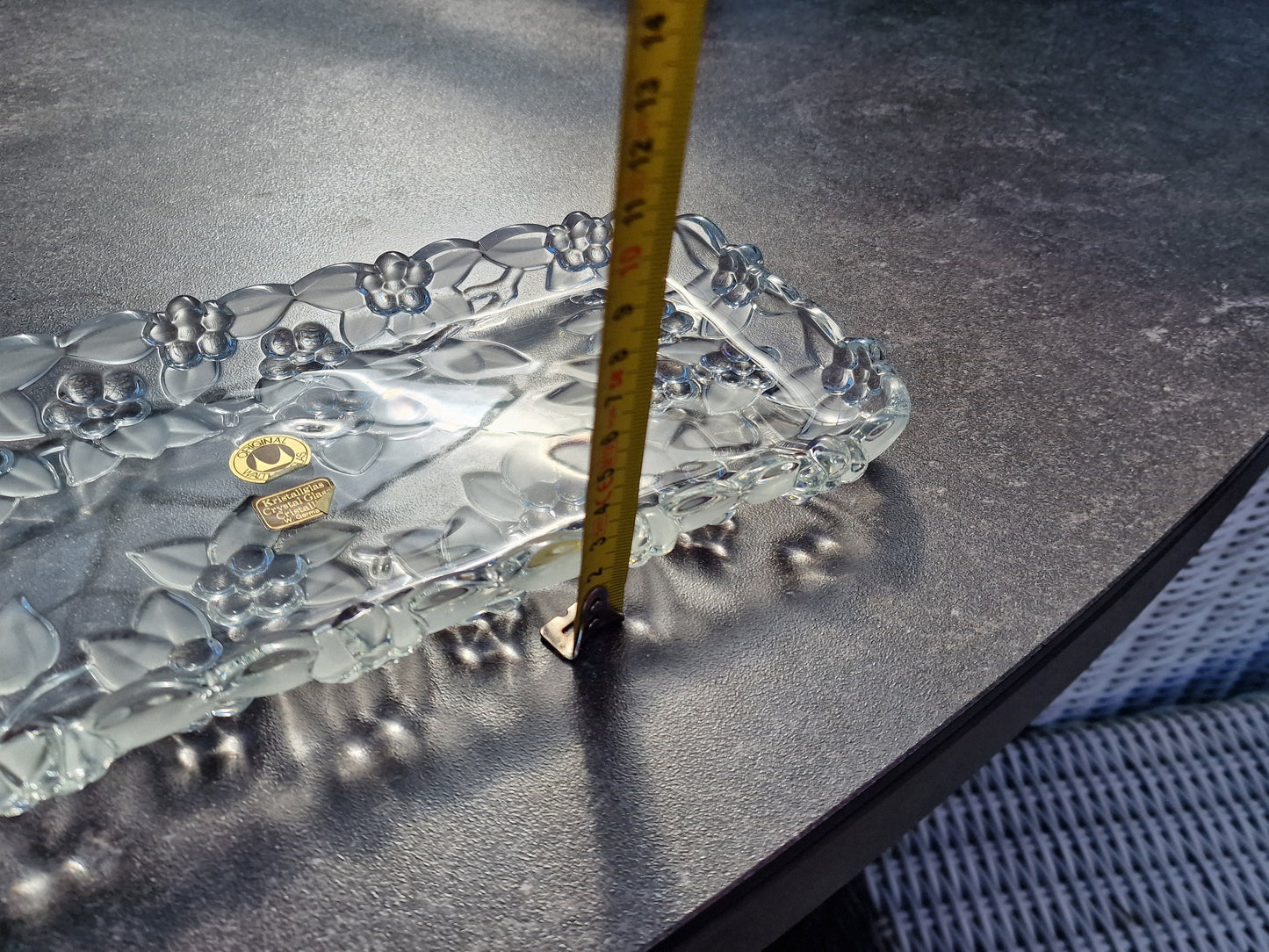 Vintage Crystal Glass Dish, Ivy Leaf, Perfume Display
