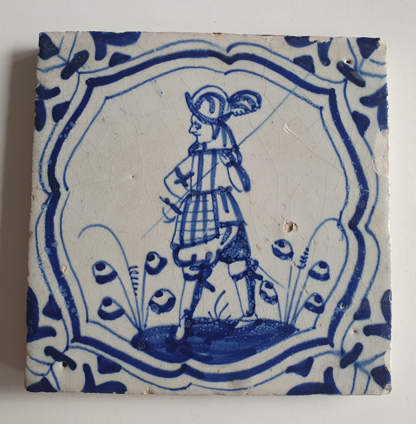 Antique Delft Tile – 17th Century Dutch Soldier