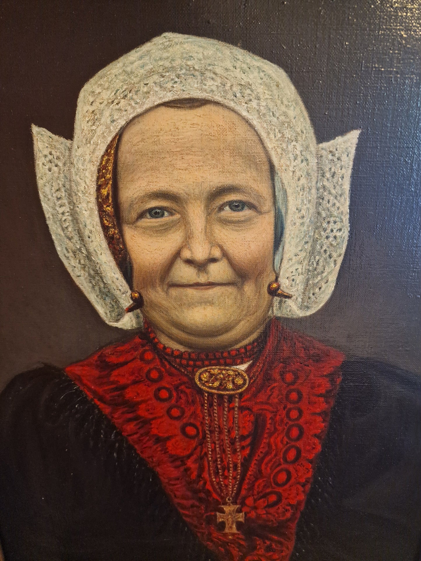 Framed Oil Painting, Cornelia, Dutch Boerin Portrait by Jan Smit, 1935