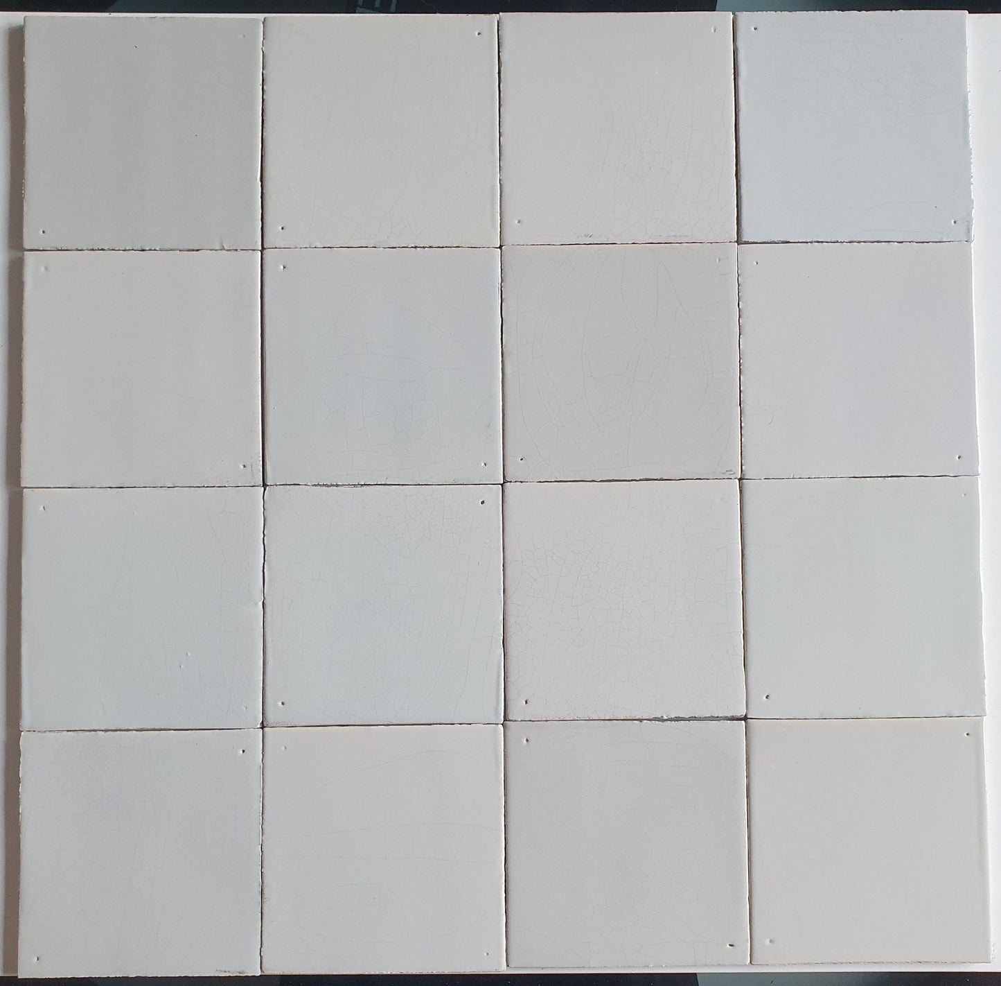 16 Handmade Delft Tiles, Super Dutch Witjes, 13x13 cm blank white artisanal