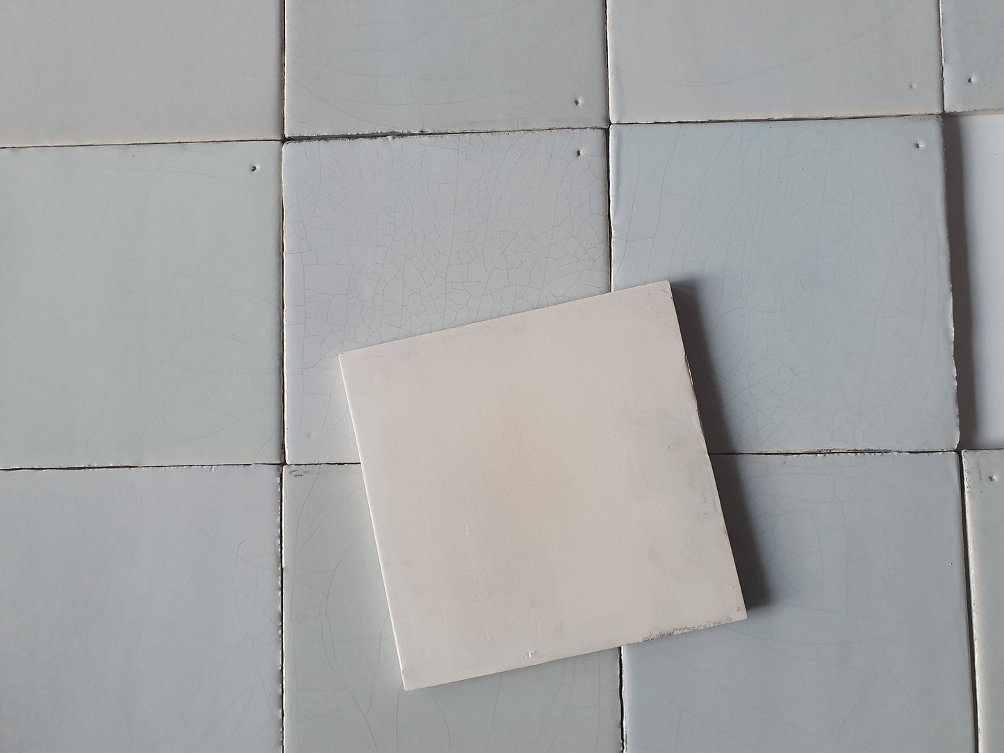 16 Handmade Delft Tiles, Super Dutch Witjes, 13x13 cm blank white artisanal