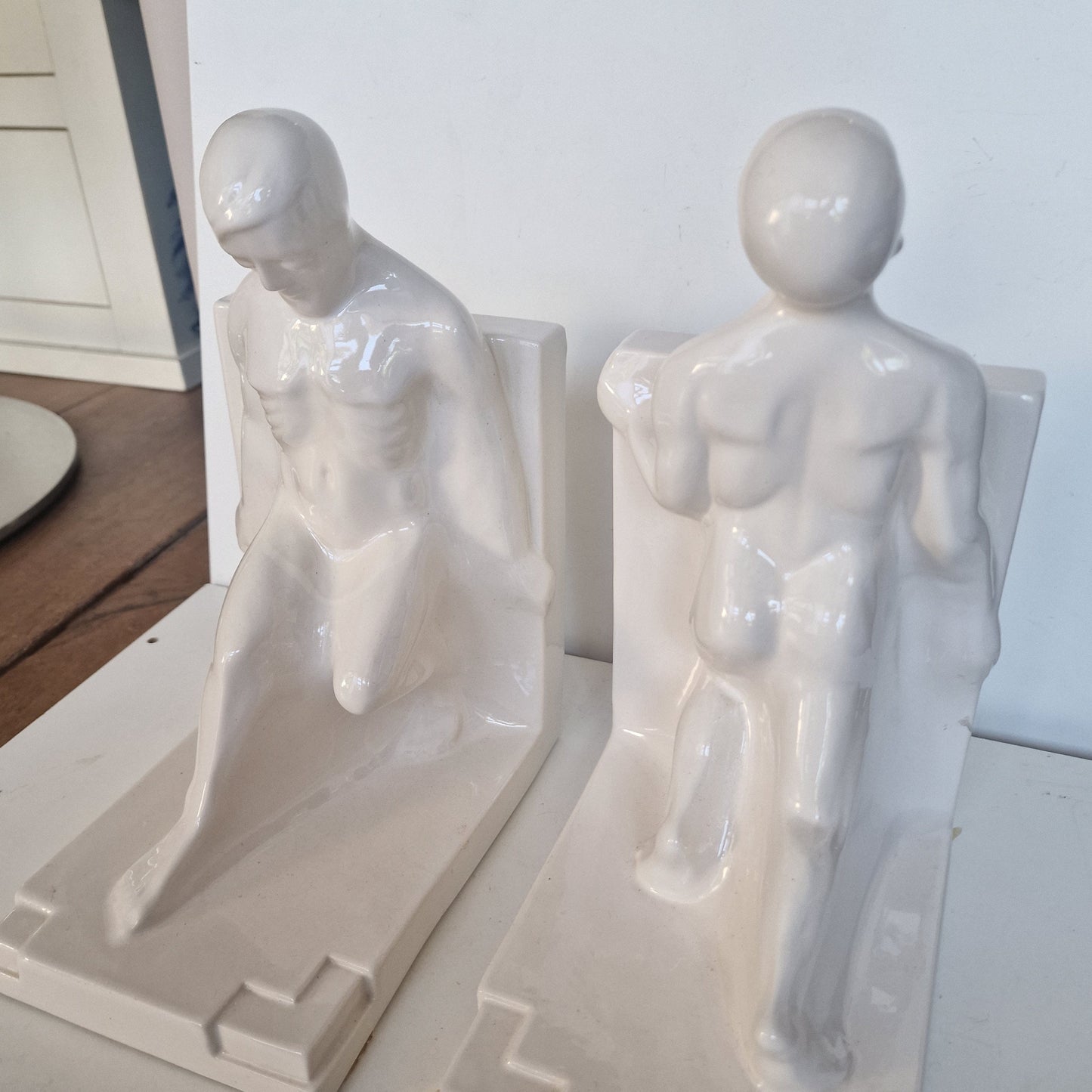 Art Deco Ceramic Bookends, Muscular Men, Godefridus Boonekamp, 1930s