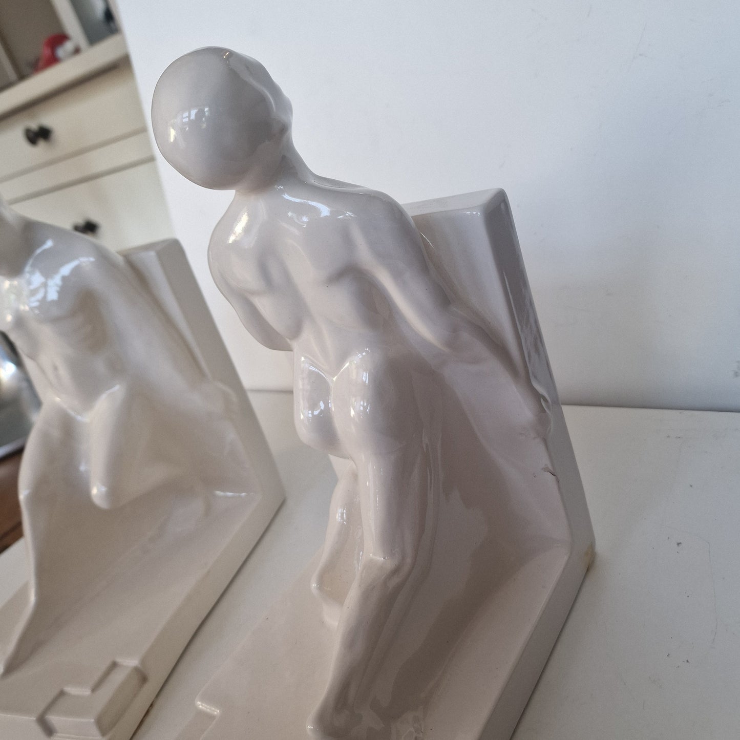 Art Deco Ceramic Bookends, Muscular Men, Godefridus Boonekamp, 1930s