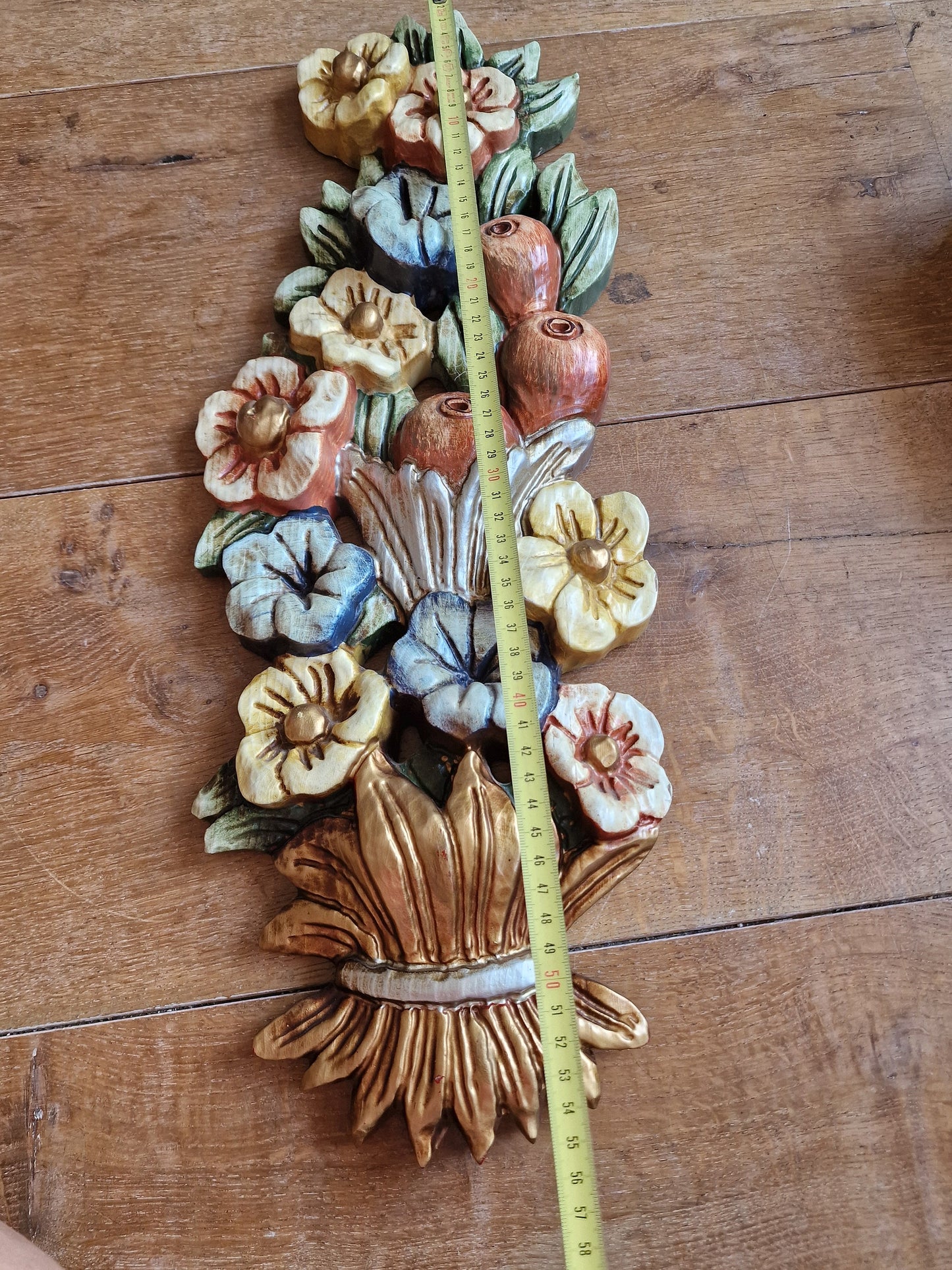 italy woodcarving italian antique handmade polychrome flower old bouquet toscane sunny life