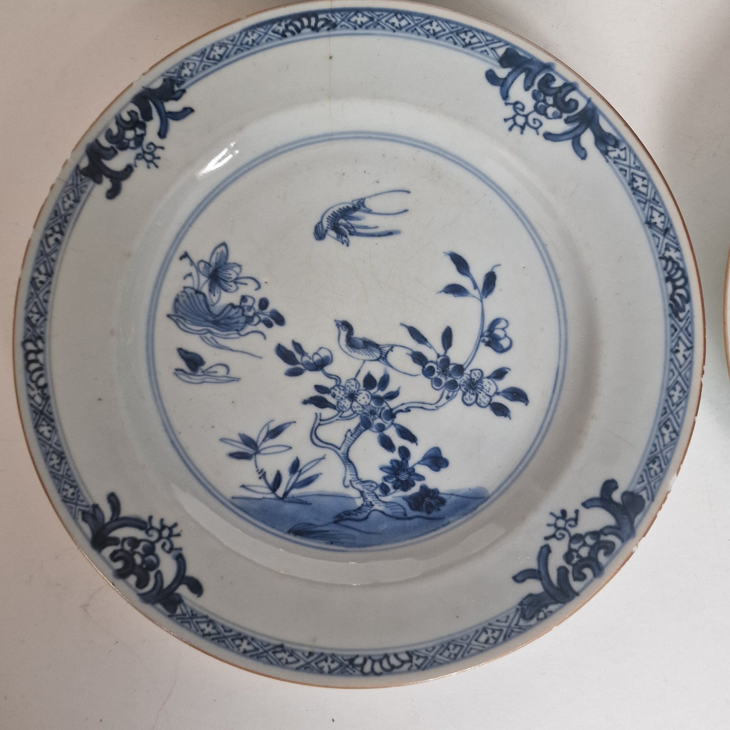Antique Kangxi Porcelain Dishes, Set of 4, Bird Motif, 18th Century