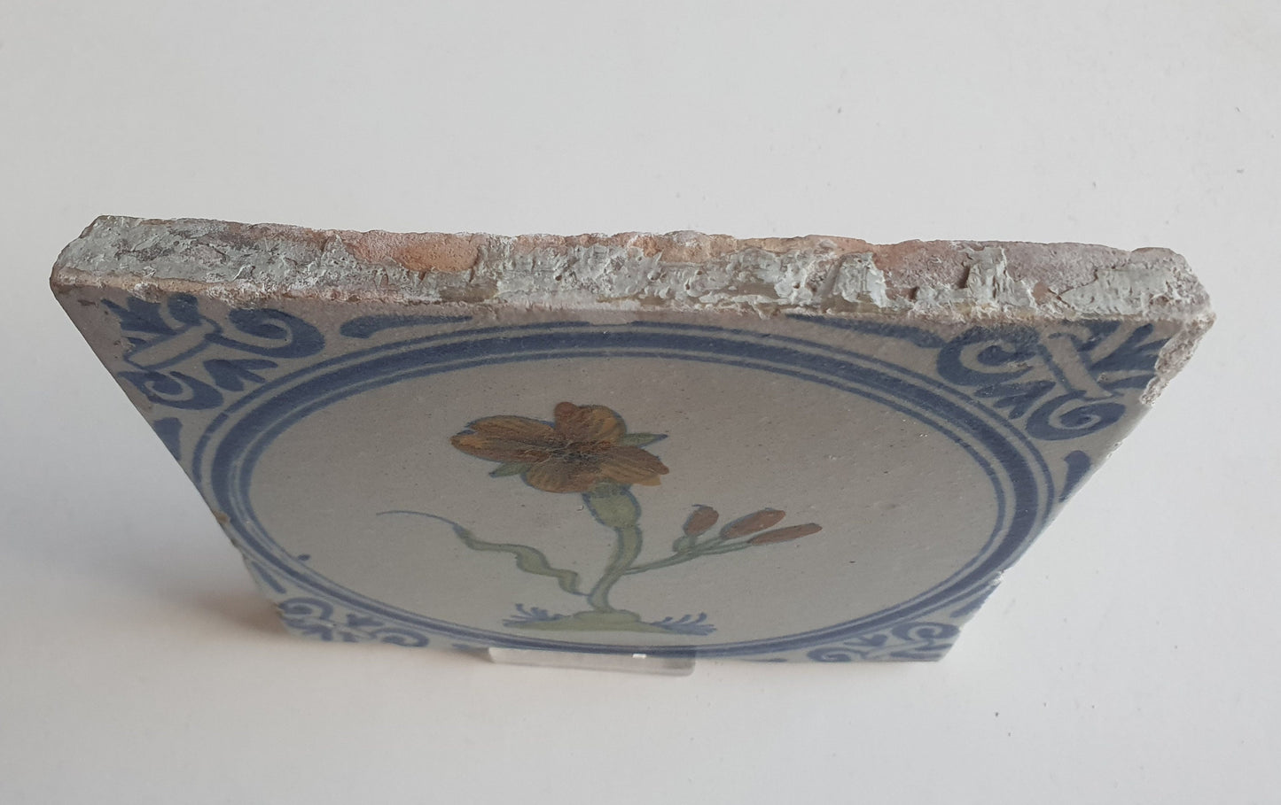 Antique Dutch Tile - polychrome flower - Dated around 1625, delft holland golden century