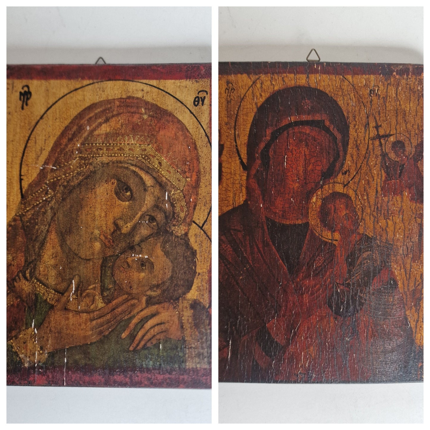 Icon set,  20th replica, 1 at both sides, mother Mary an Child,