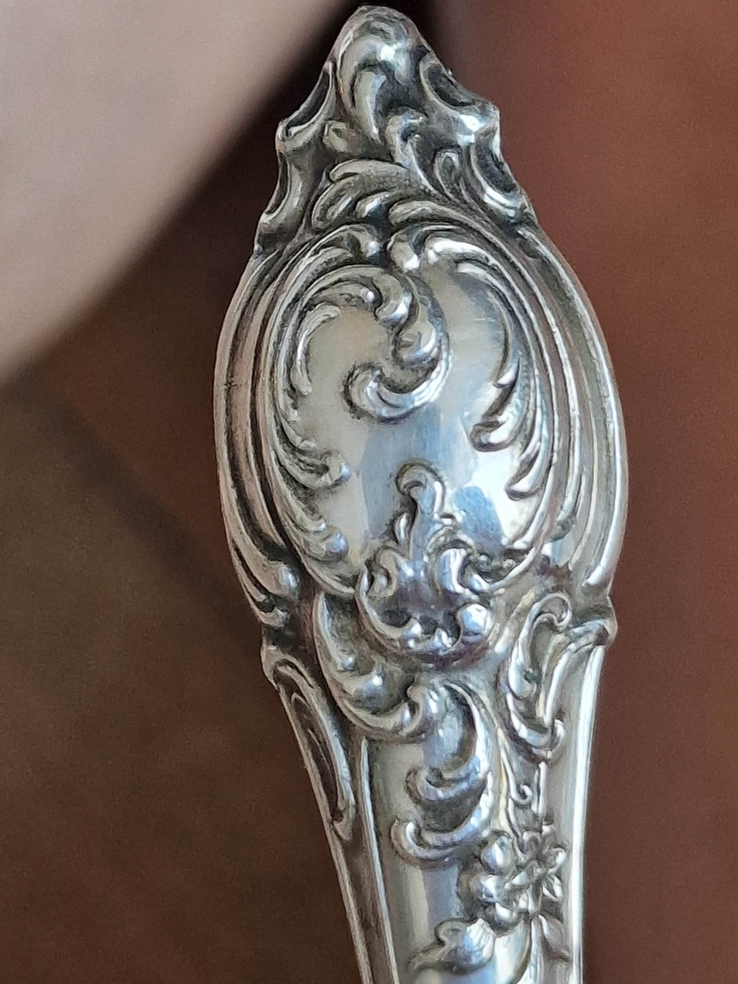 Victorian Gold Gilt Tart Spoon with Sterling Silver Handle, Antique 19th Century