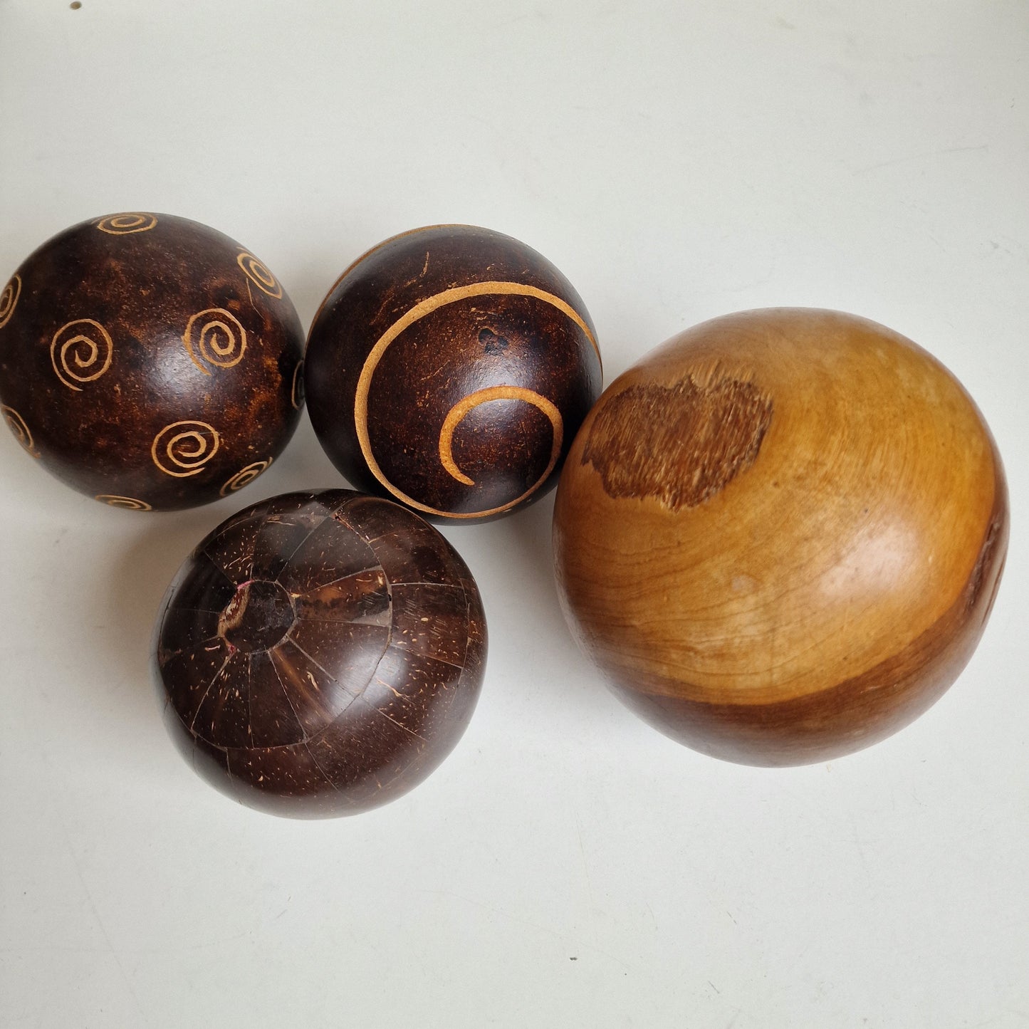 wood sphere balls old librairy large one is massive,