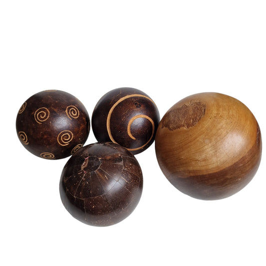 wood sphere balls old librairy large one is massive,