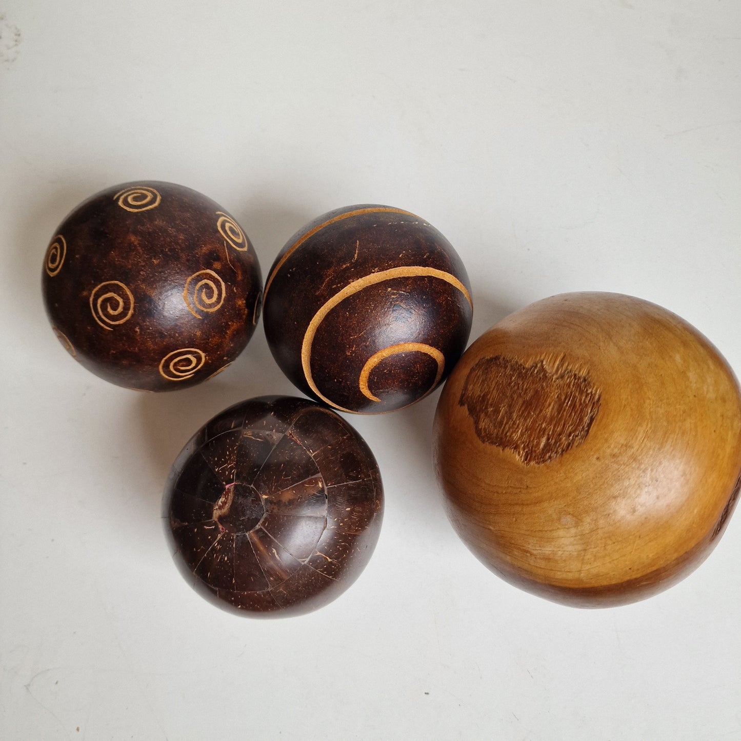 wood sphere balls old librairy large one is massive,