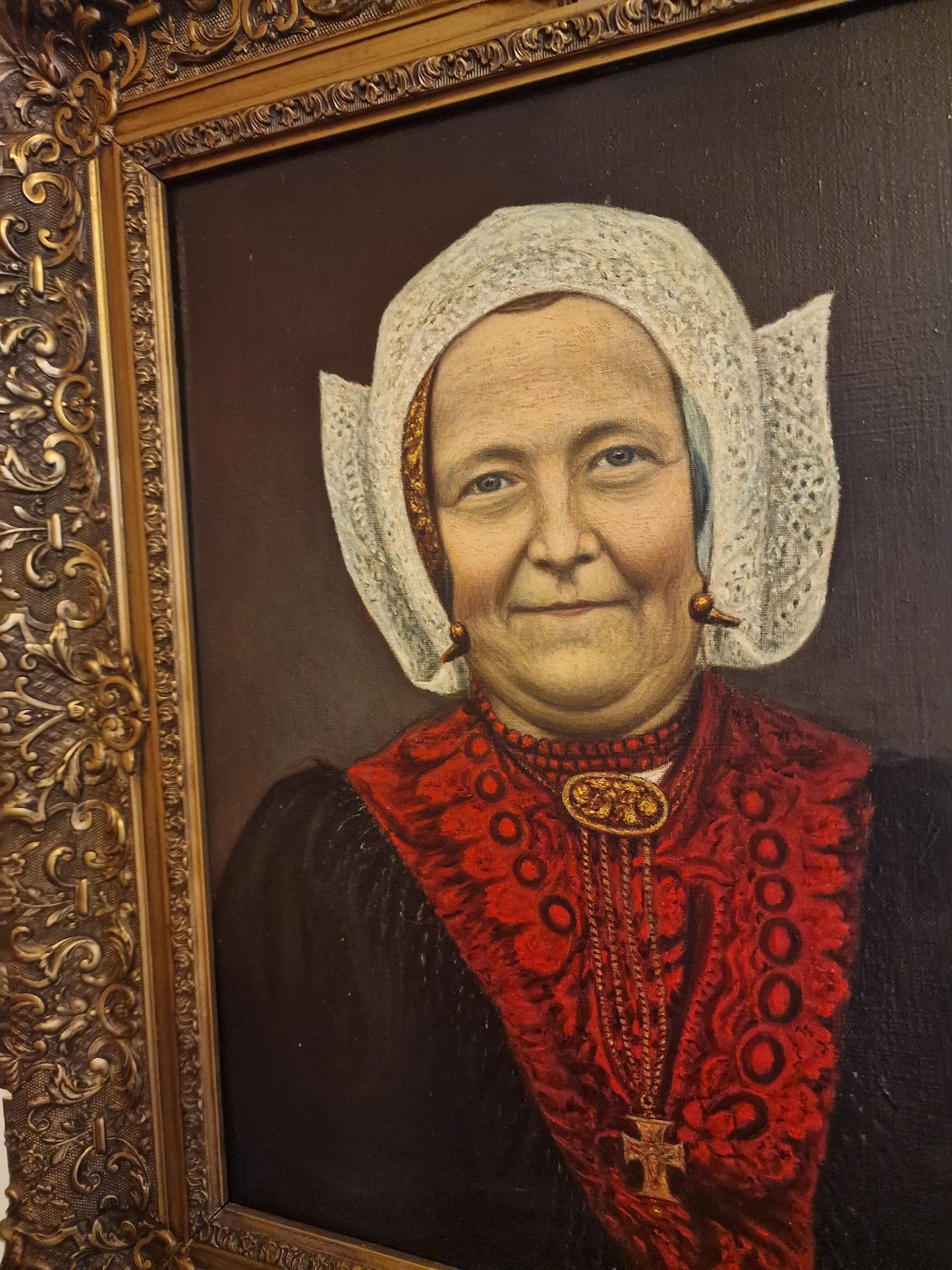 Framed Oil Painting, Cornelia, Dutch Boerin Portrait by Jan Smit, 1935