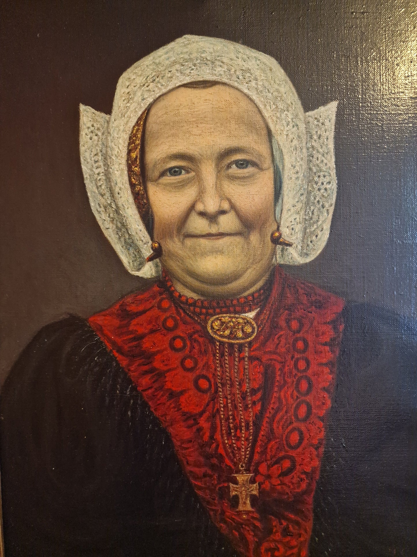 Framed Oil Painting, Cornelia, Dutch Boerin Portrait by Jan Smit, 1935