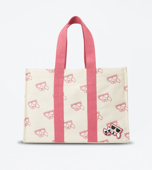 Karl Lagerfeld Choupette Canvas Tote Bag, Pink Trim