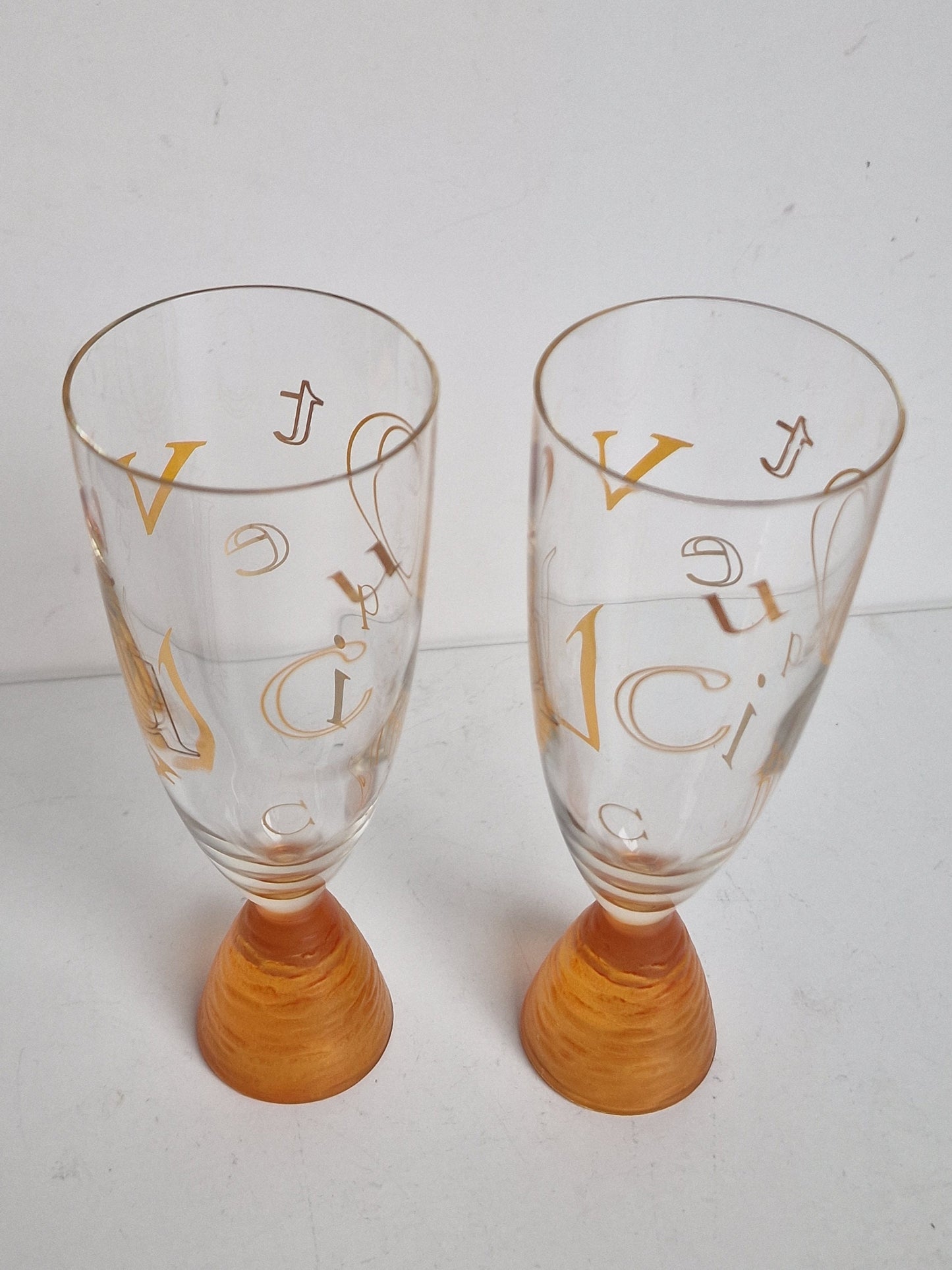 Veuve Clicquot Alphabet Champagne Flutes, Limited Edition, French Luxury Party