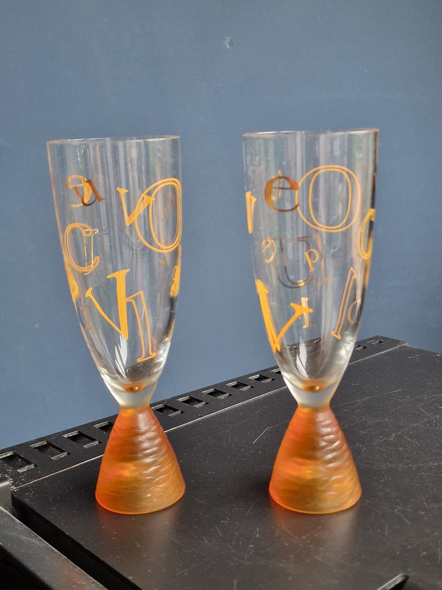 Veuve Clicquot Alphabet Champagne Flutes, Limited Edition, French Luxury Party